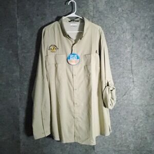 Columbia Tamiami II Shirt Mens 3X Tall Tan Long Sleeve UPF 40 Omni Wick New NWT